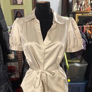 Elegant Cream Satin Blouse